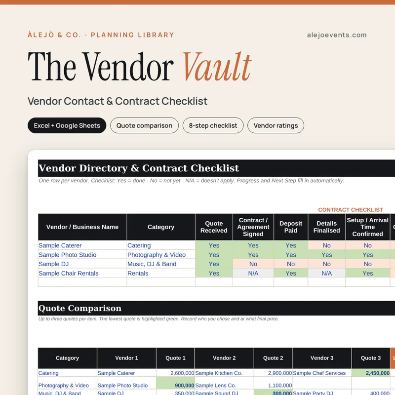 The Vendor Vault: Vendor Contact & Contract Checklist preview